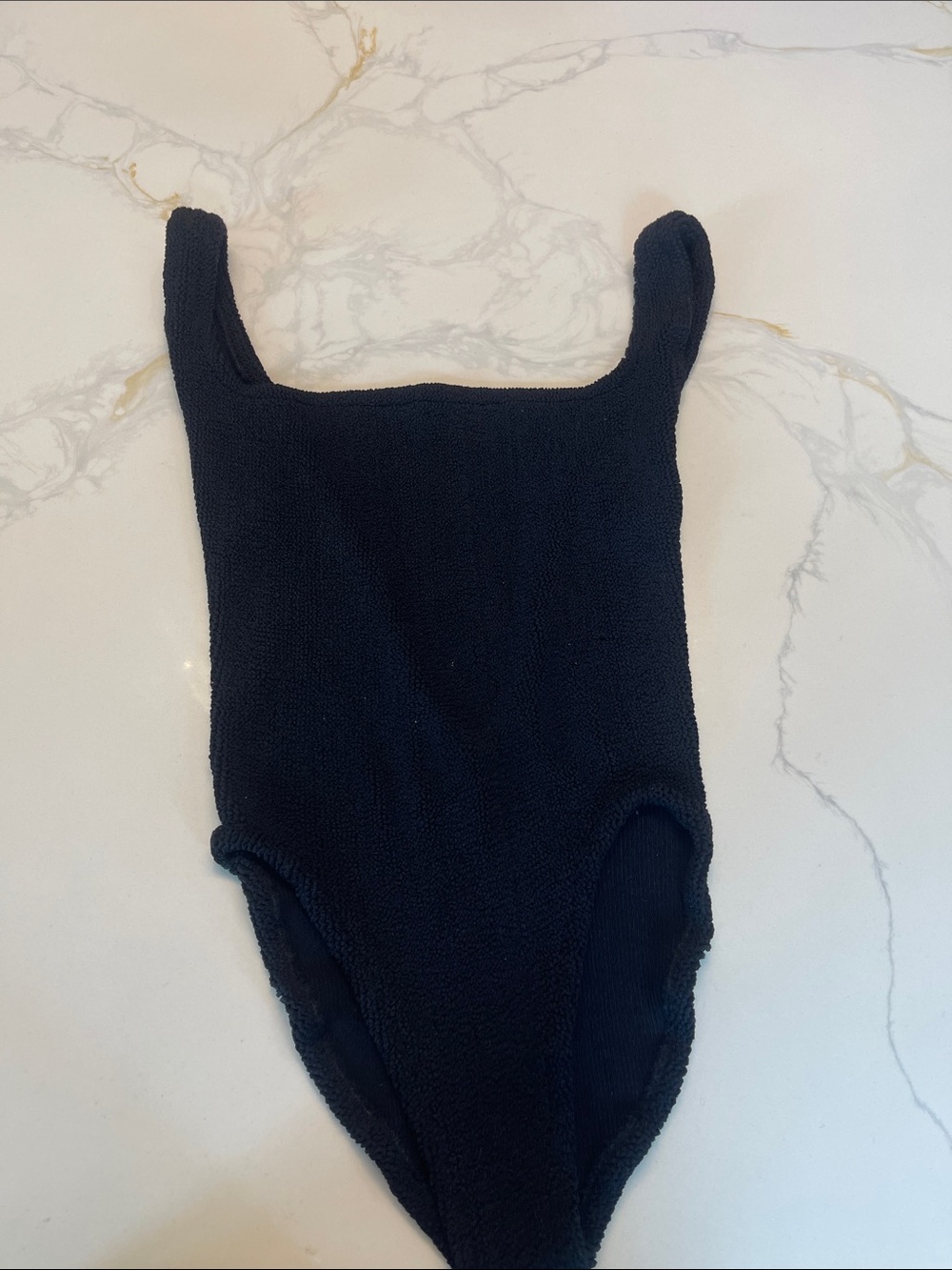 Hunza G Black Square Neck Crinkle One-Piece Swimsuit. Not Used - Picture 7 of 9